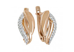 Золотые cерьги классические с фианитом