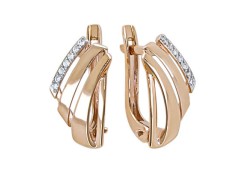 Золотые cерьги классические с фианитом