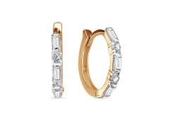 Золотые cерьги конго с фианитом