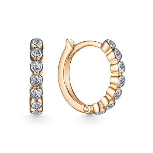 Золотые cерьги конго с фианитом