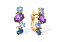 Золотые cерьги классические с полудрагоценными камнями