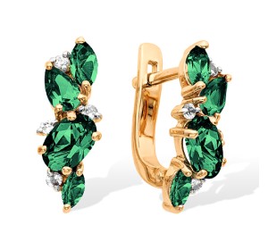 Золотые cерьги классические с турмалином