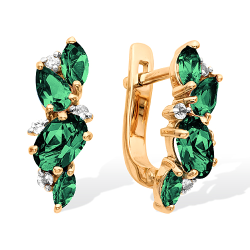 Золотые cерьги классические с турмалином