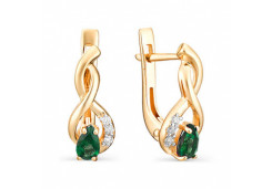 Золотые cерьги классические с турмалином