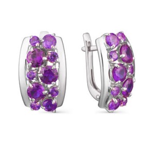 Серебряные cерьги классические с аметистом