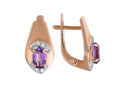 Золотые cерьги классические с аметистом