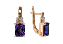 Золотые cерьги с танзанитом