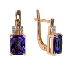 Золотые cерьги с танзанитом