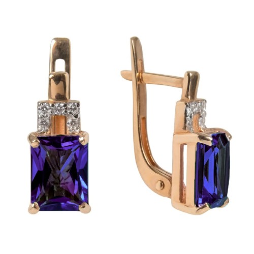 Золотые cерьги с танзанитом