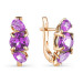 Золотые cерьги классические с аметистом