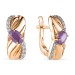 Золотые cерьги классические с аметистом
