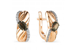 Золотые cерьги классические с раух-топазом