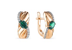 Золотые cерьги классические с турмалином