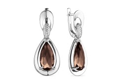 Серебряные cерьги висячие с раух-топазом