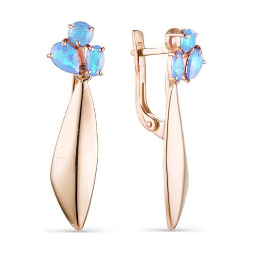 Золотые cерьги классические с топазом