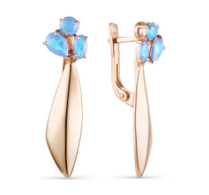 Золотые cерьги классические с топазом