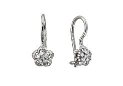 Серебряные cерьги классические с фианитом