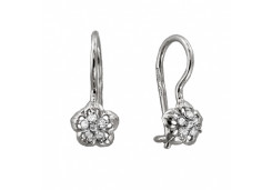 Серебряные cерьги классические с фианитом