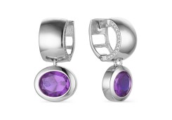 Серебряные cерьги висячие с аметистом