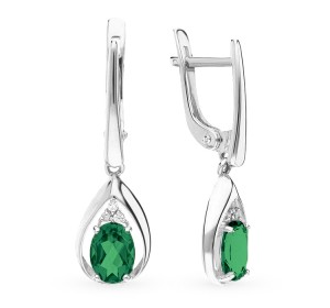 Серебряные cерьги висячие с турмалином