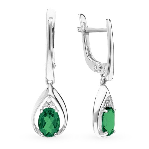 Серебряные cерьги висячие с турмалином