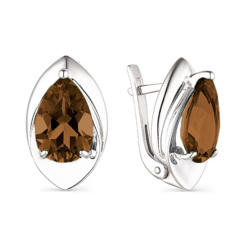 Серебряные cерьги классические с раух-топазом