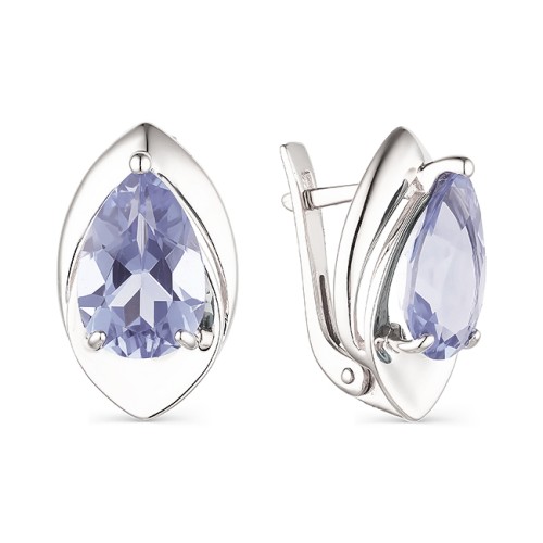 Серебряные cерьги классические с танзанитом