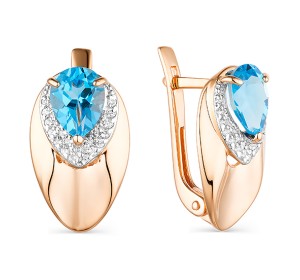 Золотые cерьги классические с топазом