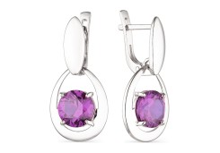 Серебряные cерьги висячие с аметистом