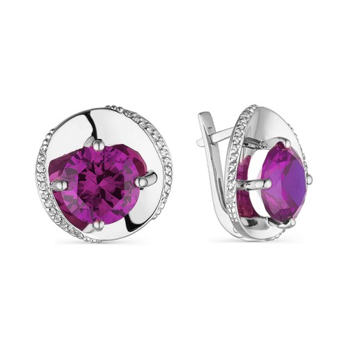 Серебряные cерьги классические с аметистом