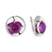 Серебряные cерьги классические с аметистом