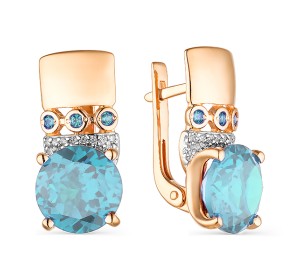 Золотые cерьги классические с топазом