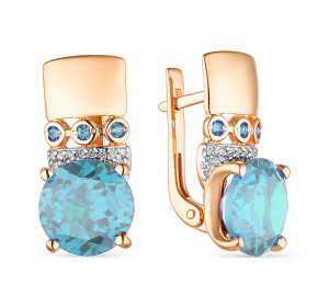 Золотые cерьги классические с топазом