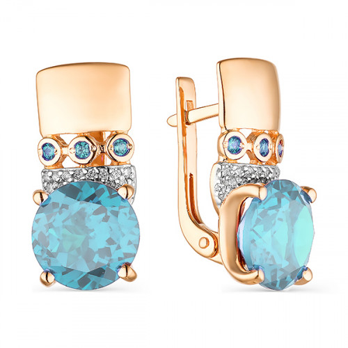 Золотые cерьги классические с топазом