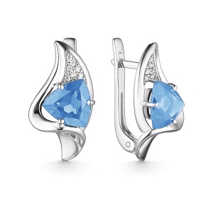 Серебряные cерьги классические с топазом