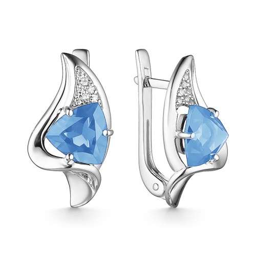 Серебряные cерьги классические с топазом