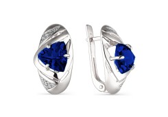 Серебряные cерьги классические с корундом