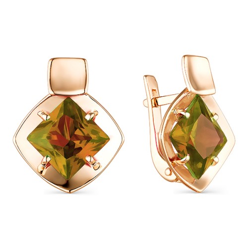 Золотые cерьги классические с султанитом