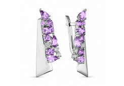 Серебряные cерьги классические с аметистом