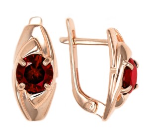 Золотые cерьги с гранатом