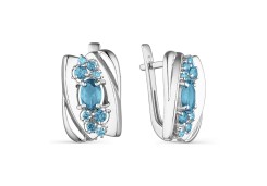 Серебряные cерьги классические с топазом