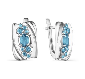 Серебряные cерьги классические с топазом