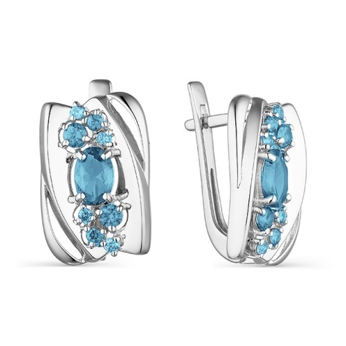 Серебряные cерьги классические с топазом