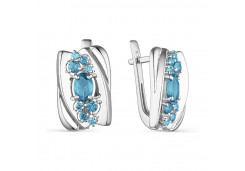 Серебряные cерьги классические с топазом