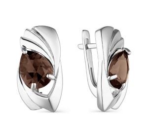 Серебряные cерьги классические с раух-топазом