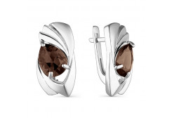 Серебряные cерьги классические с раух-топазом
