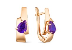 Золотые cерьги классические с танзанитом