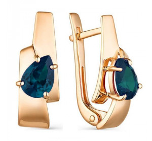 Серьги из красного золота 585 пробы с лондон топазом