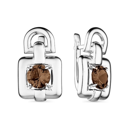 Серебряные cерьги классические с раух-топазом