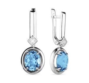 Серебряные cерьги висячие с топазом